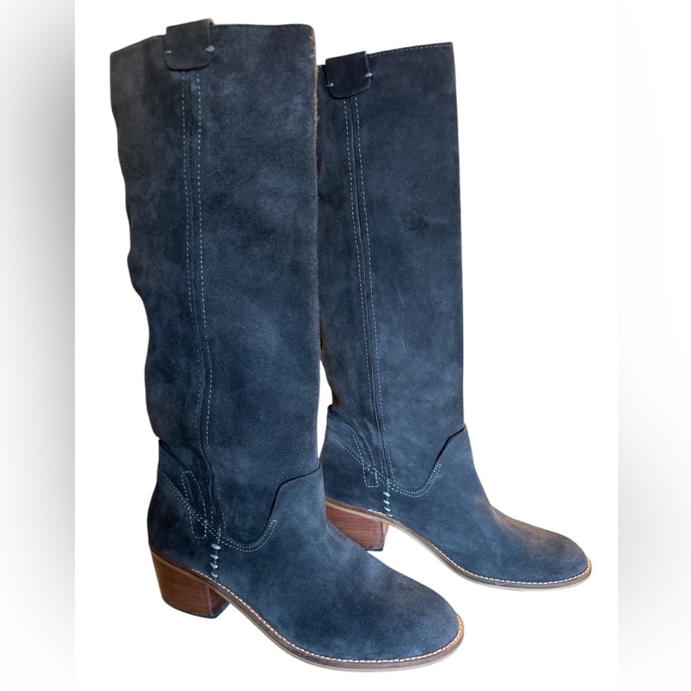 Dolce Vita Garnett Western Inspired Suede Tall Boots, Charcoal Gray, Siz… - Picture 2 of 14
